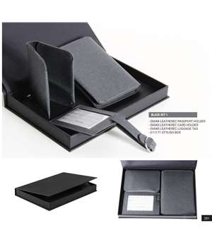 Black leather corporate giveaway set
