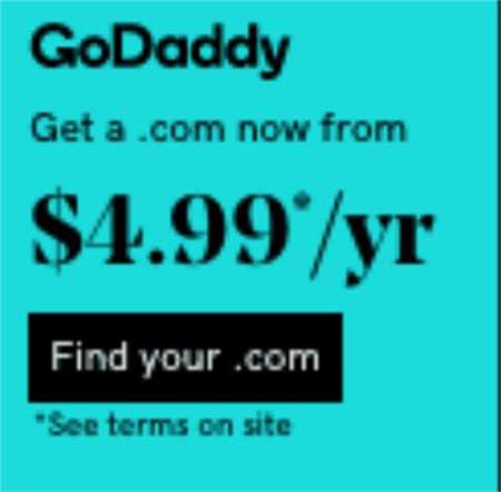 Get a .com now from $4.99*/yr with GoDaddy!