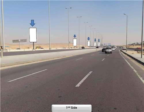 10 sequence lamp posts on cairo suez road from JW marriott heading to madinty and rehab new cairo billboards