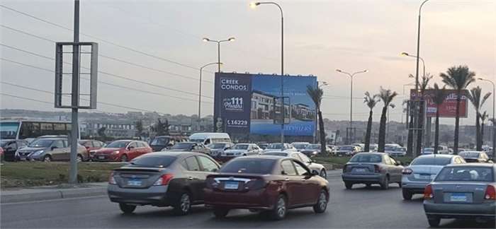 Sheikh Zayed opposite Arkan plaza and before palm hills entrance 12x24 meters two faces 26 of July corridor billboard OOH advertising 