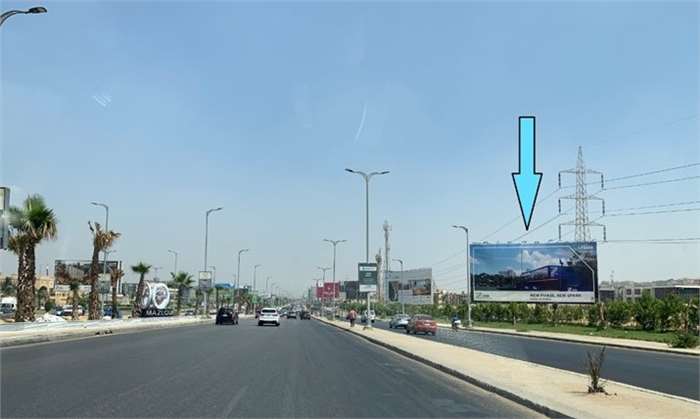 Sheikh Zayed opposite Arkan plaza and before palm hills entrance 12x24 meters two faces 26 of July corridor billboard OOH advertising 