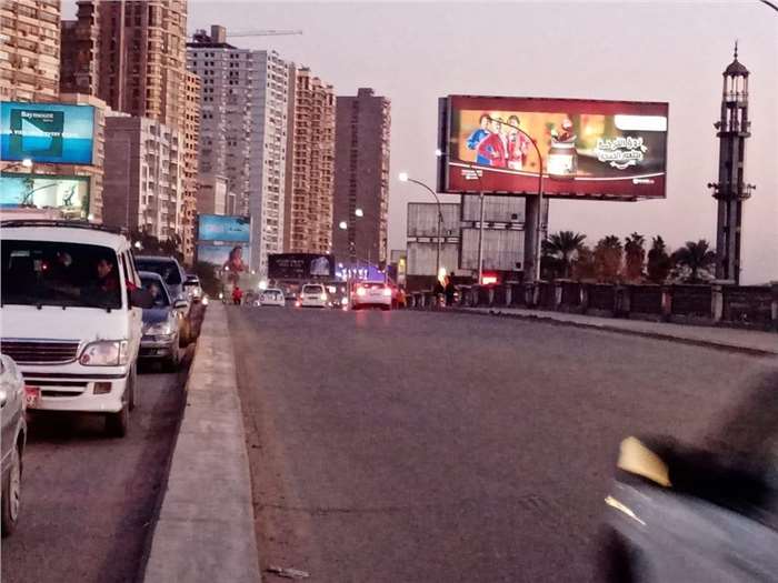 Kornash Maadi Unipole billboard 6x14 meters two faces prime location at el salam hospital bridge Cairo Egypt 