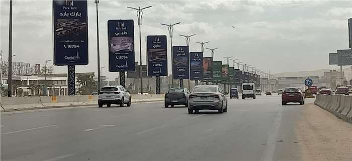10 sequence lamp posts before cairo alex desert gates 3x6 meters opposite to dandy mall outdoor advertising in Egypt