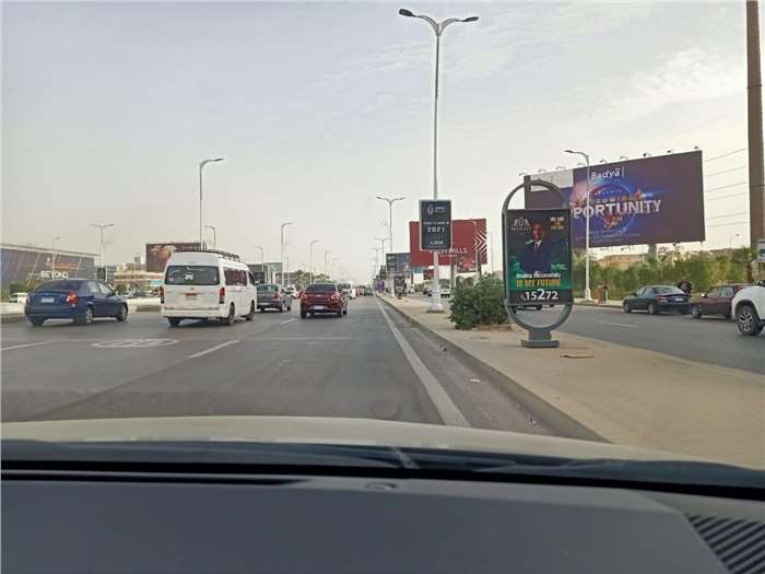 Sossets In Front Of Galleria 40 And Entrance OF Palm Hells Size (1.10 MX 1.60 M ) sheikh zayed, outdoor advertising egypt