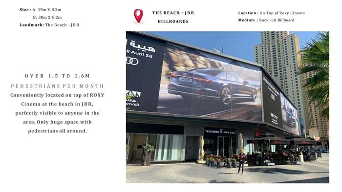 Digital advertising screen billboard at the beach jbr Dubai